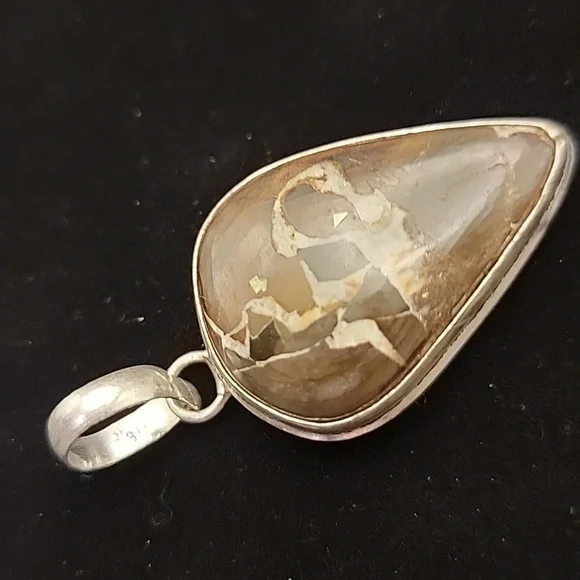 Lightning Stone Septerian 925 Silver Plated Gemstone Handmade Pendant 2" - Picture 4 of 5